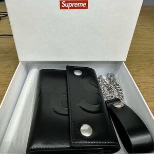 Supreme Leather Chain Wallet Black